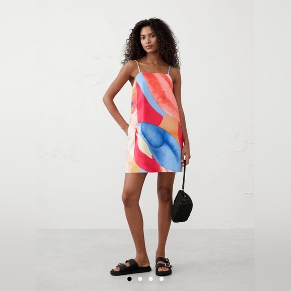 Banana Republic Dresses & Skirts - Linen-Blend Strappy Mini Dress Size XS In Brushstroke Multi Color By BR